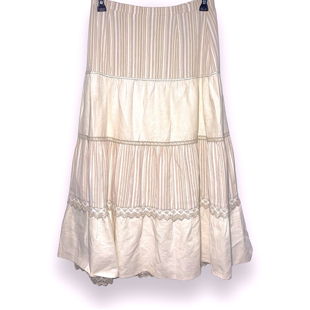 Vintage Landhaus Oktoberfest Linen Full Skirt Tyrolean Dirndl size 40